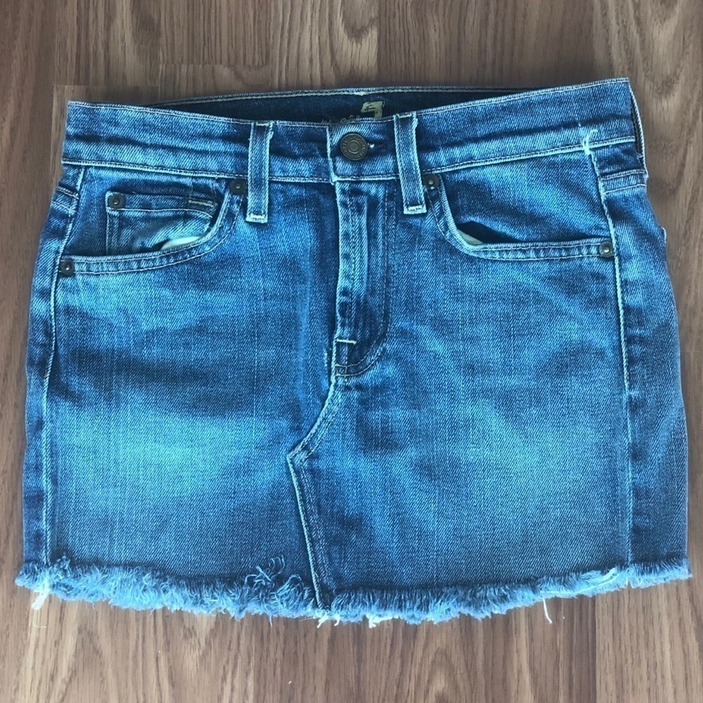 7 For All Mankind Roxy Distress Jean Mini Skirt
